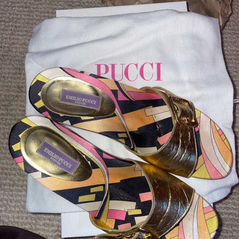Emilio Pucci Multicolor Gold Sandals